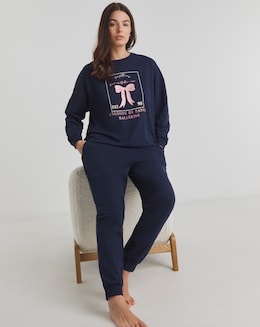 Sweatshirt And Jogger Bow Embroidery Lounge Set