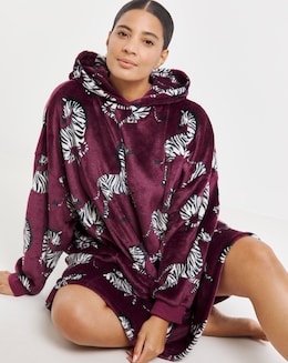 Zebra Print Hooded Lounge Dress