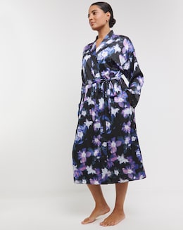 Figleaves Stretch Satin Lace Kimono Gown