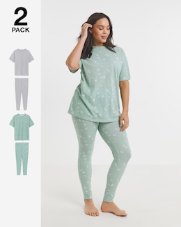 2 Pack Value Pyjama Legging Sets Floral