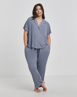 Brushed Modal Rib Button Through Pyjama Set