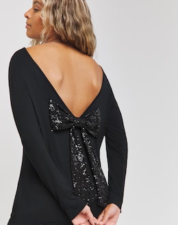 Black Sequin Bow Back Top