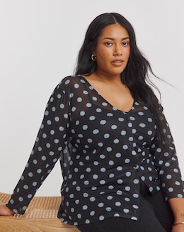 Daisy Print Mesh Slim Fit Cardi