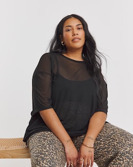 Black Mesh Oversized T-Shirt