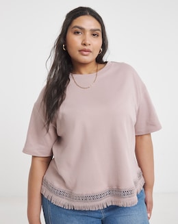 Mocha Fringe Hem T-Shirt