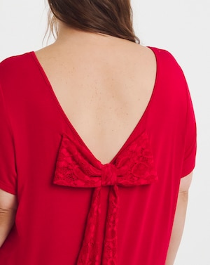 Simply Be Short Sleeve Lace Bow Back Top - Image 2