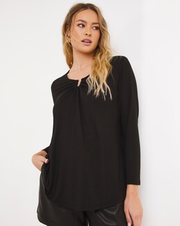 Black Supersoft Notch Detail Top