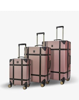 Rock Vintage 3pc Suitcase Set - Pink