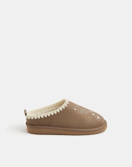 Accessorize Heart Embroidered Mule Slippers