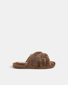 Accessorize Fluffy Braid Crossover Slippers