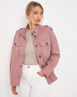 Blush Boxy Washed Utility Jacket