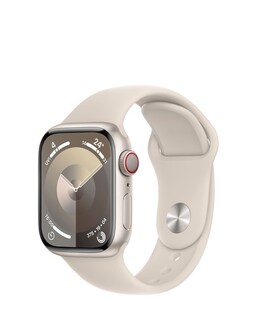 Apple Watch Series 9 Cellular 41mm Starlight Aluminium Case, Sport Band - S/M