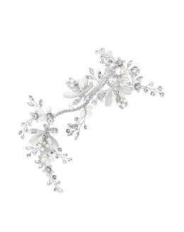 Jon Richard Silver Painted Leaves And Crystal Bead Dogclip