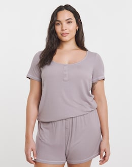 Modal Rib Pyjama Shortie Set