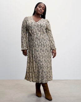 Mango Pomo V Neck Midi Dress