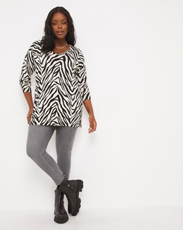 Slouchy V Neck Tunic Animal