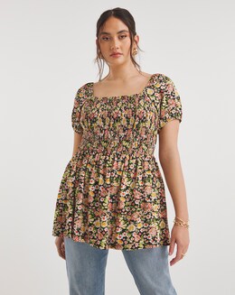 Joe Browns Jersey Floral Shirred Top