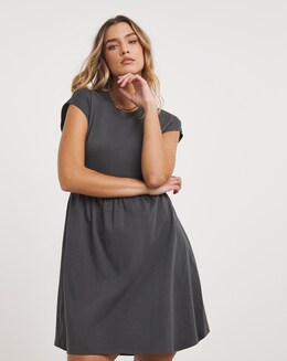 Charcoal Jersey Smock Dress