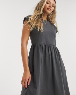 Charcoal Jersey Midi Dress