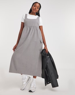 Grey Microfibre Cargo Midi Dress