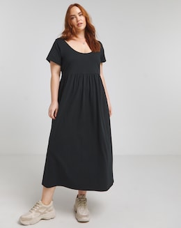 Black Cotton Jersey Midi Sundress