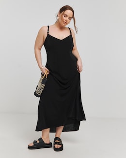 Luxe Jersey Trapeze Maxi Dress With Bead Detail