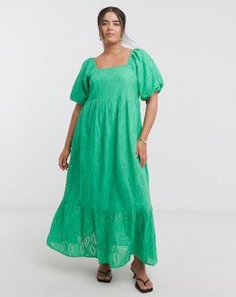 Green Broderie Maxi Dress