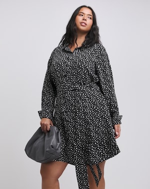 Star Print Long Sleeve Shirt Dress - Image 2