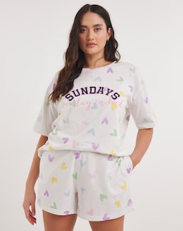 Pure Cotton Slogan Shortie Lounge Set
