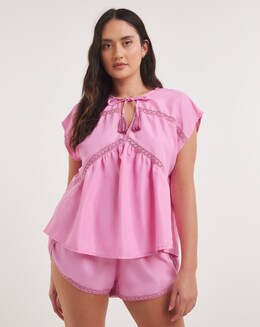 Shortie Pyjama Set With Crochet Trim