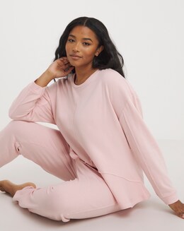 Raw Edge Peplum Hem Lounge Set