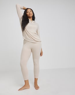 Button Through Supersoft Rib Legging Lounge Set