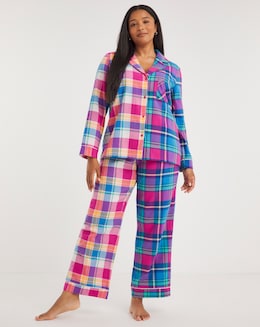 Mixed Check Cotton Button Through Pyjama Set
