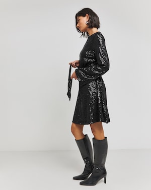 Black Sequin Skater Dress - Image 4