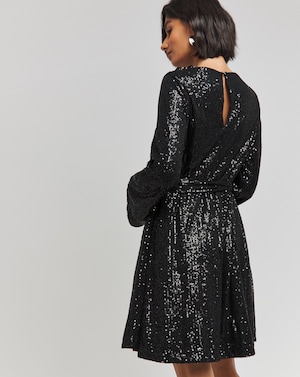 Black Sequin Skater Dress - Image 3