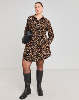 Leopard Print Shirt Dress