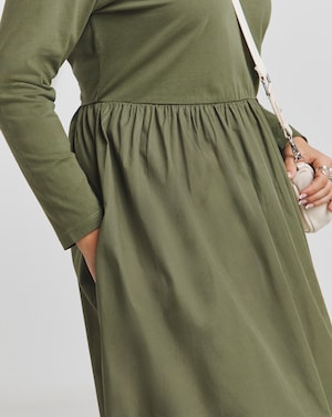 Khaki Jersey Poplin Dance Dress - Image 4