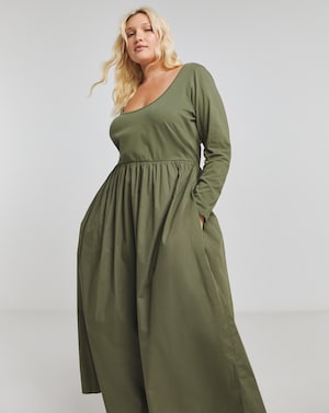 Khaki Jersey Poplin Dance Dress - Image 3