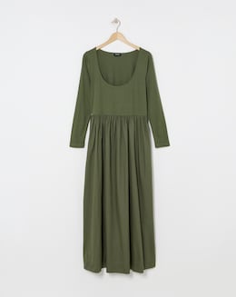 Khaki Jersey Poplin Dance Dress - Image
