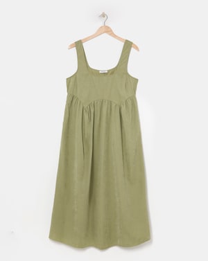 Khaki Apron Midi Dress - Image 1
