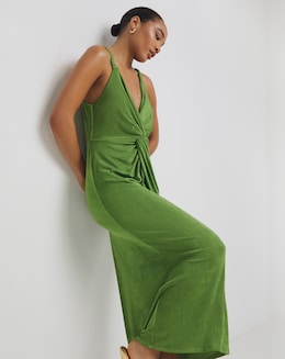 Simply Be Green Slinky Midaxi Dress - Image