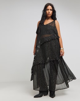 Black/Gold Dobby Overlay Dress