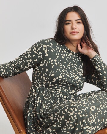 Green Print Supersoft Midi Dress