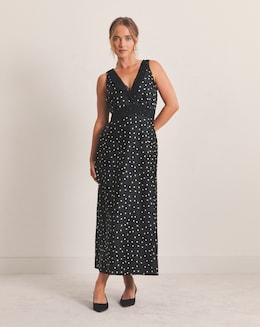 Spot Print Lace Trim Slip Dress - Image
