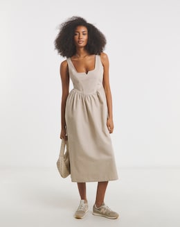 Stone Cargo Apron Midi Dress