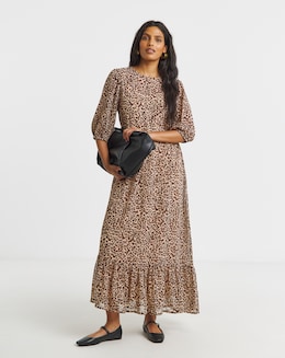 Leopard Print Georgette Maxi Dress
