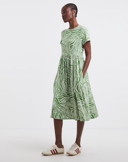 Olive Print Supersoft Pocket Midi Dress