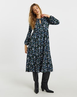 Supersoft Tie Neck Midi Dress - Image