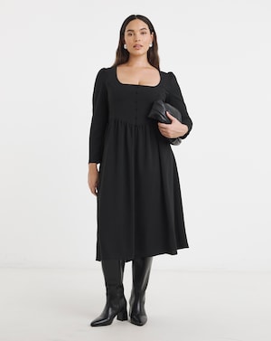 Historic Detail Crepe Midi Dress - Image 1