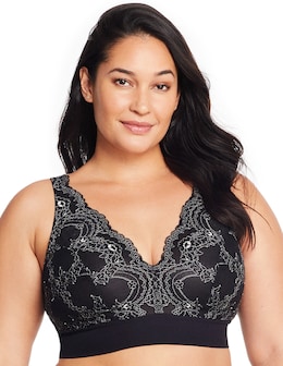 Glamorise Plus Size Lace Plunge Bralette 7013